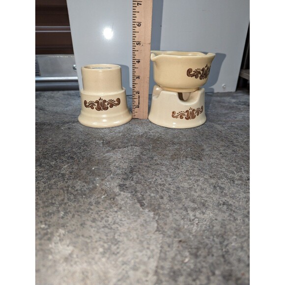 Vintage Pfaltzgraff Village Butter/ Potpourri Wax Warmer Candle Holder Set - Picture 5 of 5